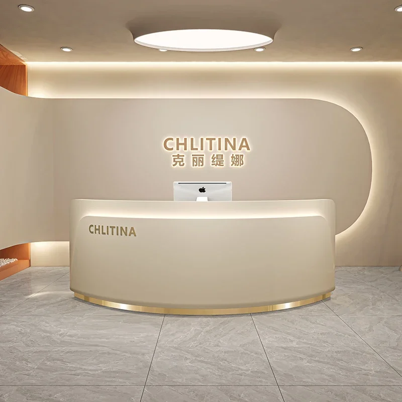 

modern luxury withlogo Beauty salon bar counter postpartum center cash register training institution curved clothing store home