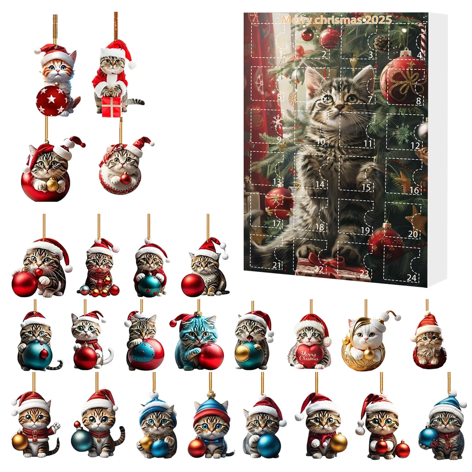 Minuterie de sable de 10 minutes, arbre de noël, pendentif en acrylique, calendrier de l'avent pour chat, compte à rebours de noël, horloge d'entraînement 2D Portable