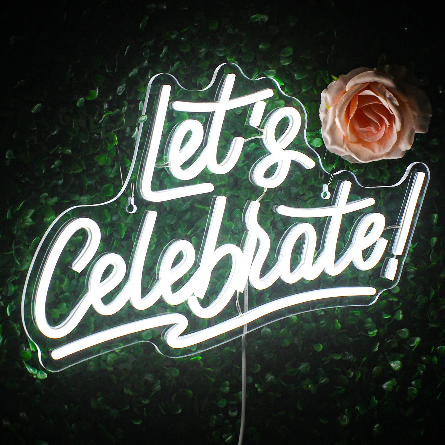 Let's Celebrate-letrero de neón LED para decoración de pared de habitación, luces para el hogar, dormitorio, boda, fiesta de cumpleaños, Festival, USB, arte, letra, lámpara de pared