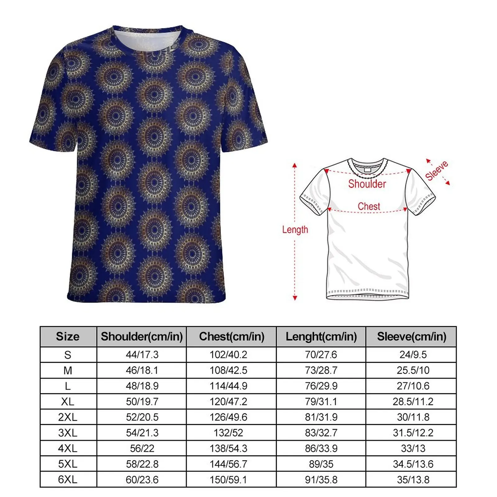 Man Circular Mandala Element T-Shirt  Novelty T-Shirts Short Sleeves Custom Tshirt Hot Premium Streetwear Oversized Clothing