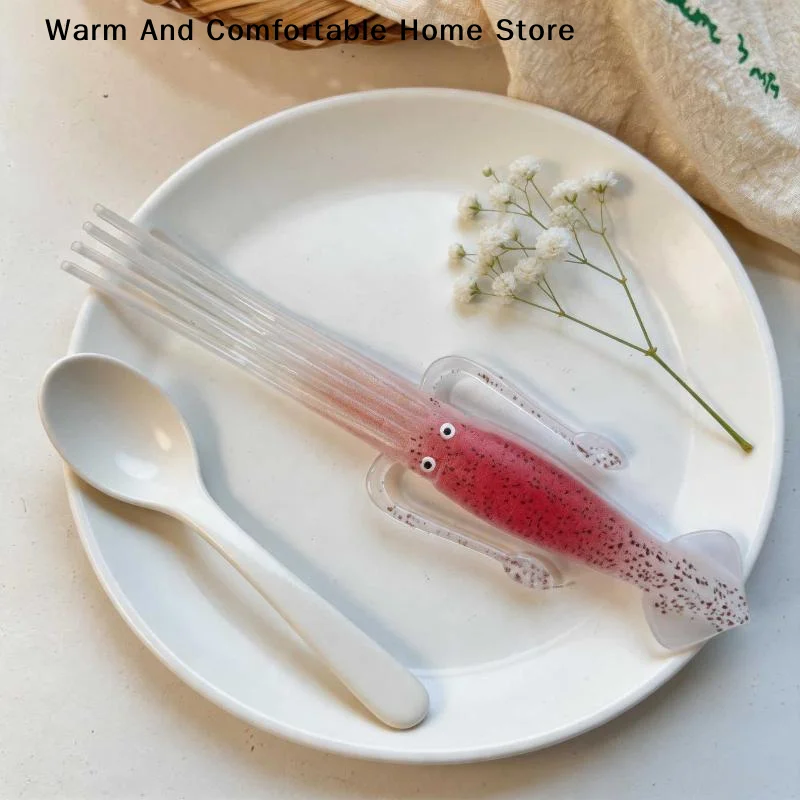 【W】1pcs Funny Simulation Tableware Octopus Squid Shape Creative Fork For Instant Noodles Japanese Food