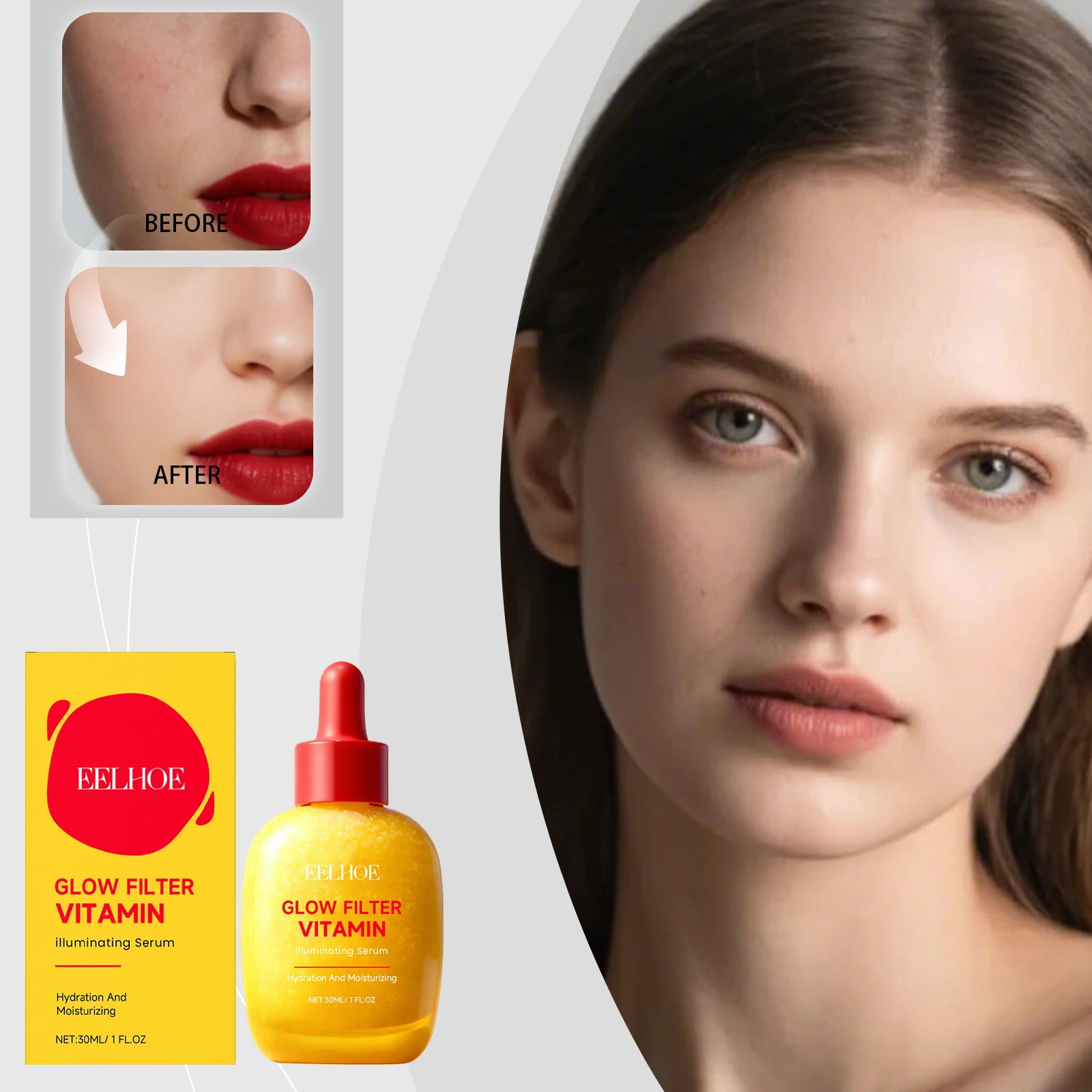 Sérum de Vitamina C que Fortalece a Barreira da Pele, Essência Facial Iluminadora, Hidratante Profundo, Nutritivo, Anti-Secura, Cuidados Faciais Corea