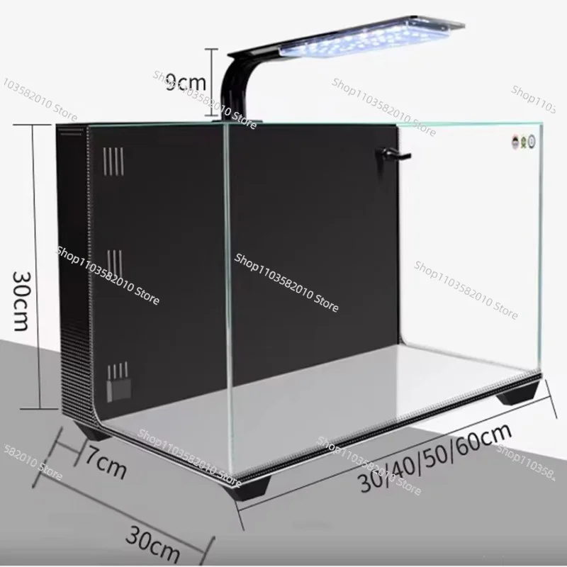 Desktop Fish Tank with Ultra-Clear Glass, Built-in Back Filter and Aerator