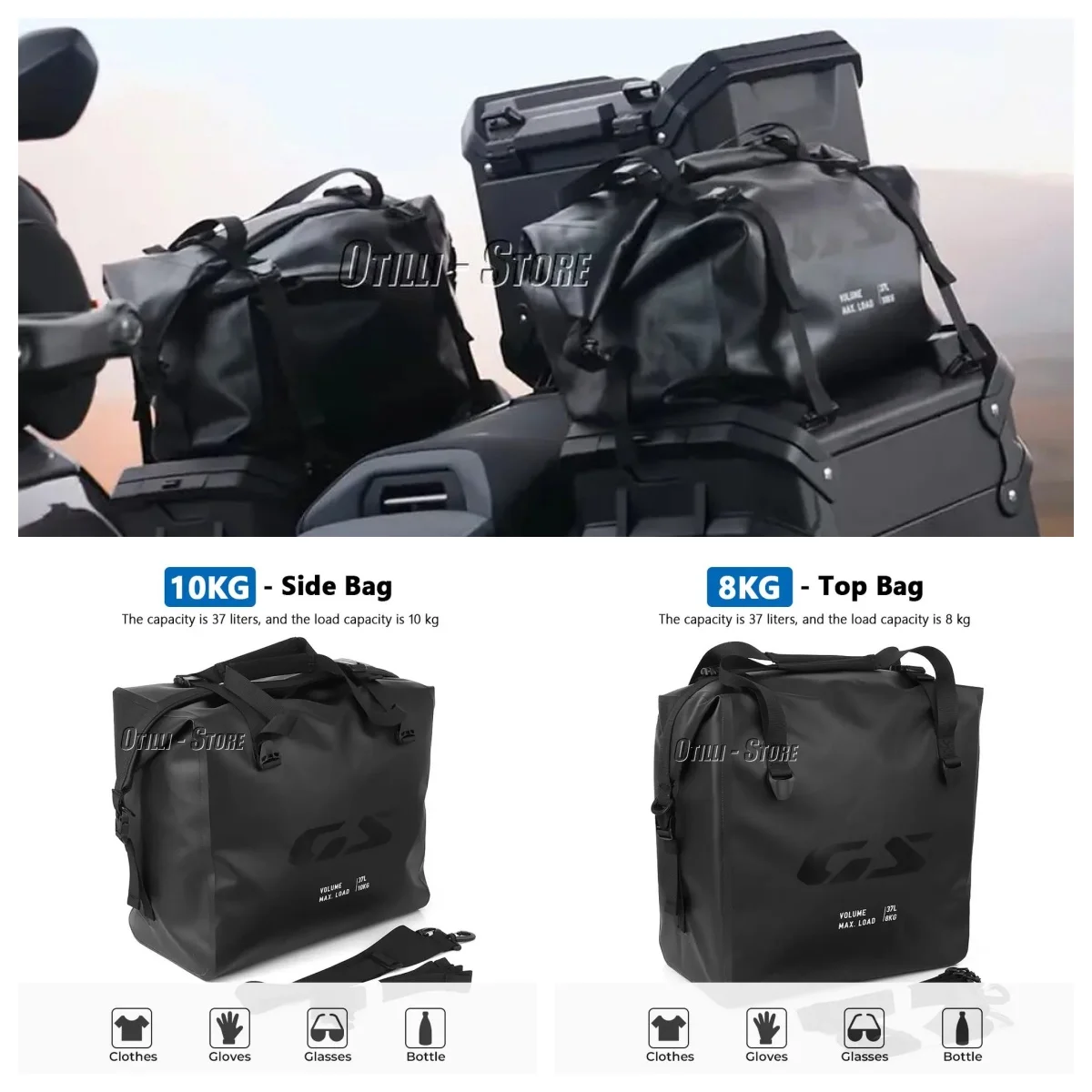 Sac intérieur de boîte latérale de moto pour BMW, sac de doublure d'infraction, sac de rangement de bagages, BMW R1300GS ADV 1300GSA R 1300 GS Adventure, 37L