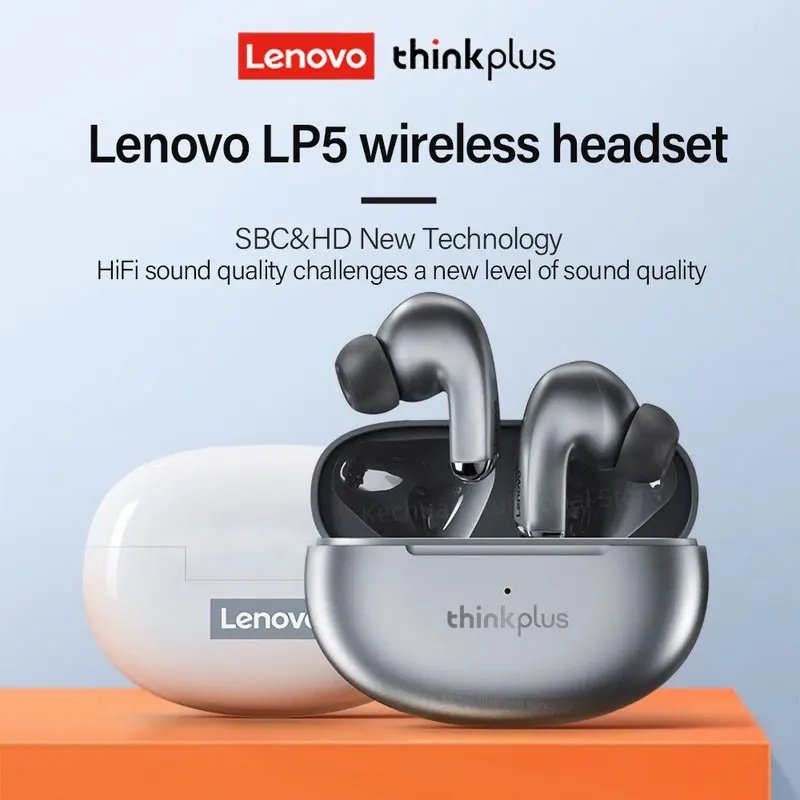 10 قطعة 100% الأصلي لينوفو LP5 سماعة لاسلكية تعمل بالبلوتوث سماعات الأذن/2 قطعة lenovolp5 HiFi سماعة الموسيقى مع هيئة التصنيع العسكري سماعة رأس رياضية