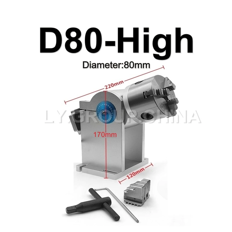 خراطيش محور دوّار D80 للمجوهرات ، آلة التعليم بليزر الألياف المعدنية الفولاذية ، استخدام آلة النقش الدوّارة الرابعة المحور ، قطع غيار ، 80: 50