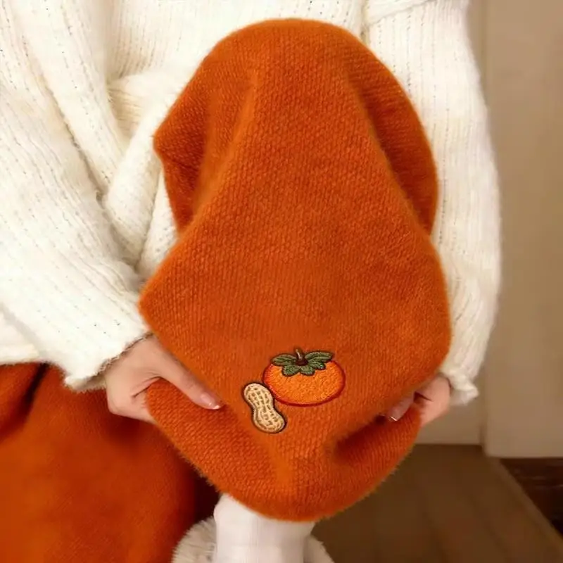 

Оранжевые вязаные брюки с вышивкой Good Lu, женские осенне-зимние широкие брюки из норки, новые китайские брюки больших размеров