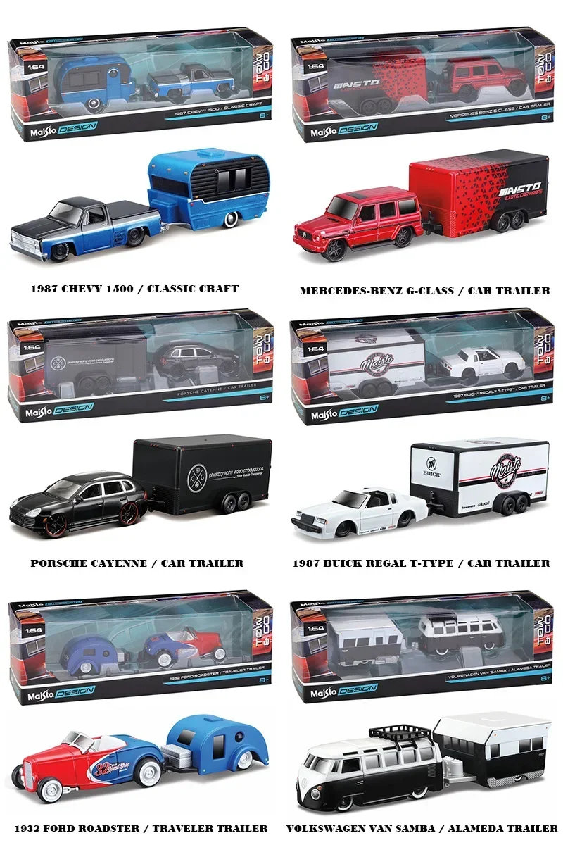 Maisto 1:64 Volkswagen Van Samba  Alameda Trailer Trailer Model Simulation Car Model Alloy Car Toy Male Collection Gift