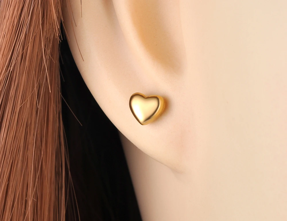 JeeMango Romantic Titanium Stainless Steel Love Heart Stud Earrings Classic Wedding Party Earrings For Women Kolczyki JE21054