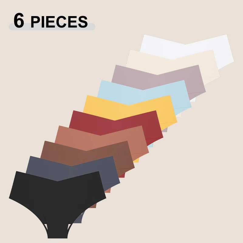 6 pezzi mutandine a vita V senza traccia per le donne sexy tinta unita traspirante slip a vita bassa biancheria intima senza cuciture lingerie intima femminile