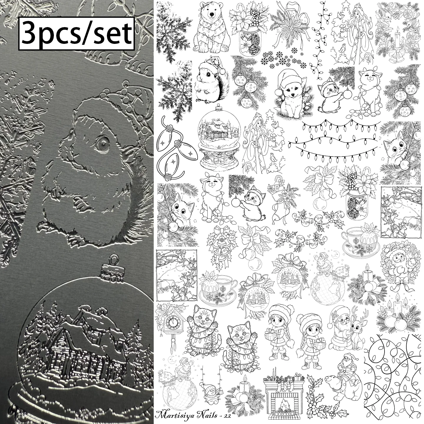 

XMQ NAIL ART STAMPING PLATES 3PCS/SET FOR LONG NAIL DESIGNS TEMPLATE FLOWERS IMAGEPLATES