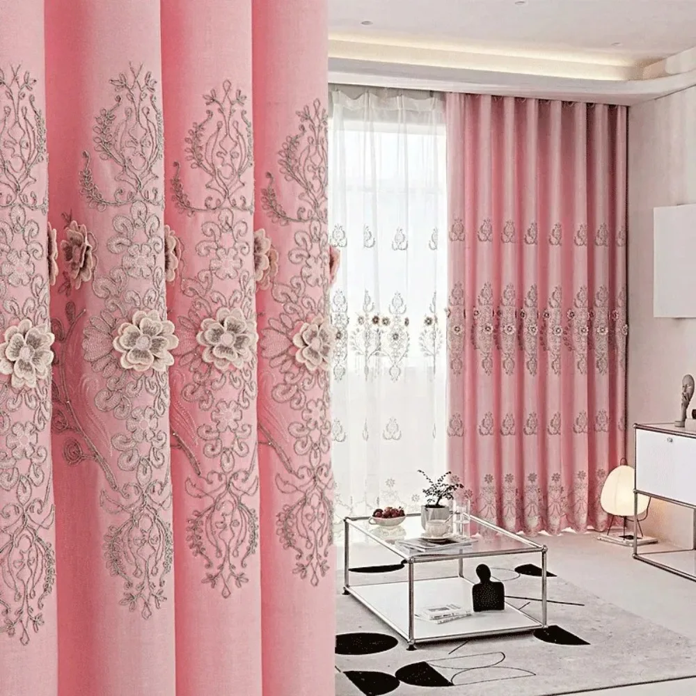 

Европейские современные шторы для гостиной, спальни, затемняющие роскошные оконные шторы с вышивкой из тюля, вилла, элегантное украшение на заказ