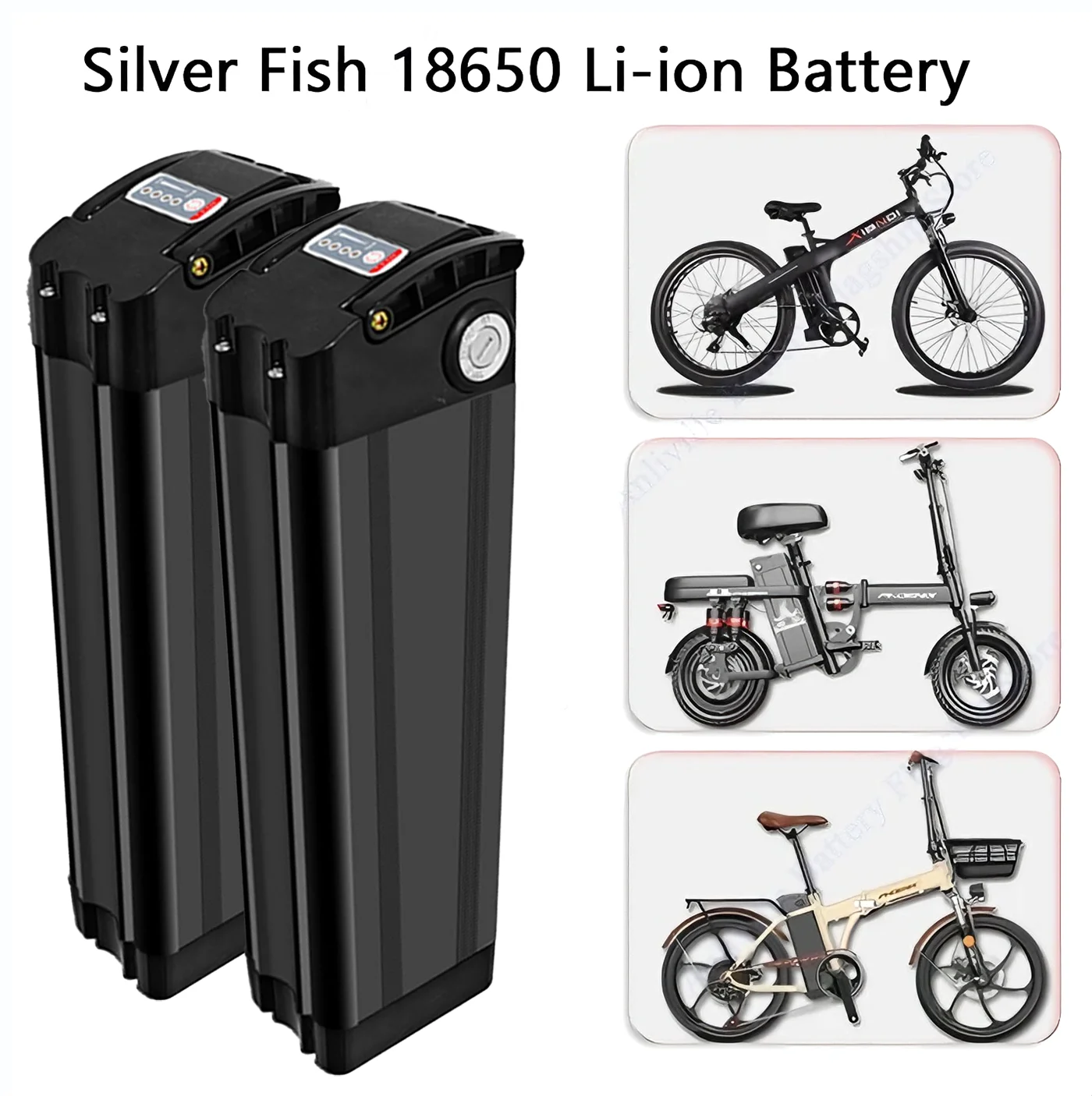 

Silver Fish Removable Lithium Battery (Built-in BMS) | 10Ah-20Ah 36V/48V/52V for 250W-1800W Folding E-Two Wheelers