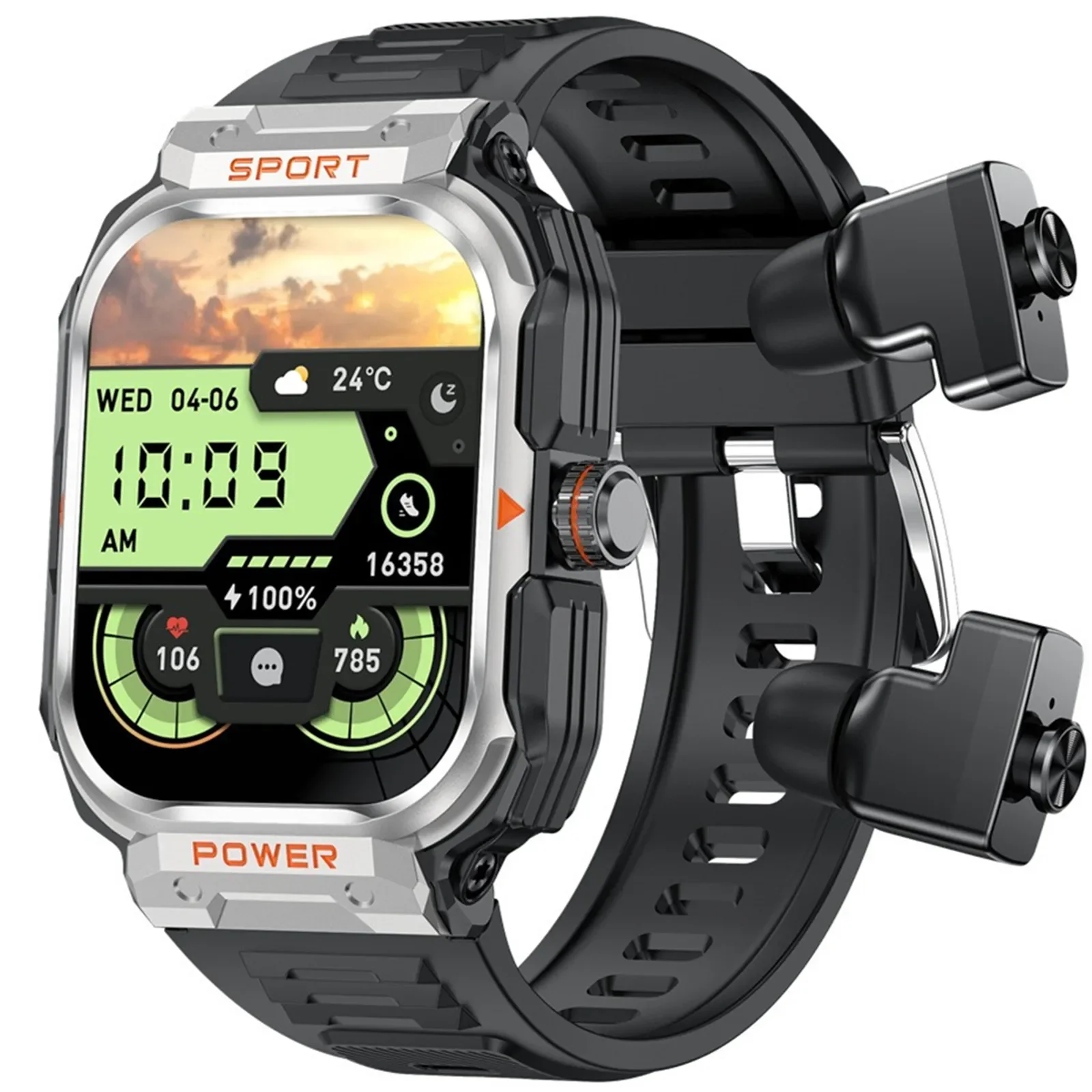 Smart Watch Earbuds 2-In-1 Mobile Bluetooth Call Music Health Monitoring Fitness Tracker Bracelet Sport Earphones Smartwatch Men