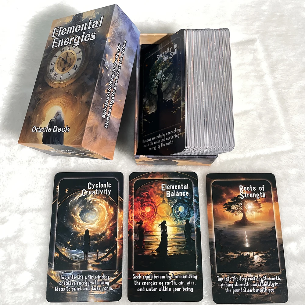 Karty tarota, talia wyroczni Elemental Energies, ze znaczeniem na kartach, karty klarowności, proroctwo Taro