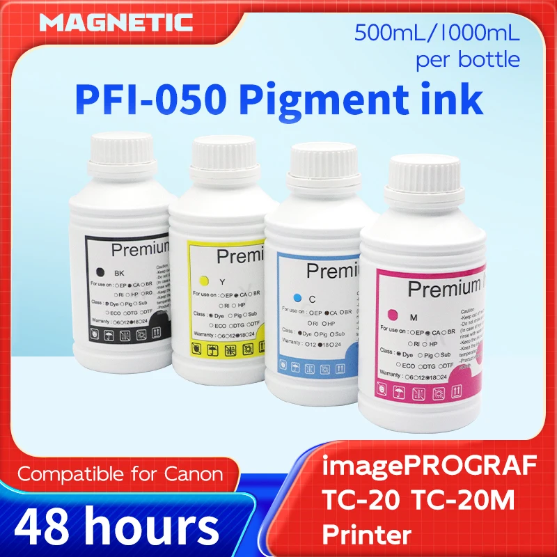 500ML / 1000ML Pigment Ink Refill: PFI-050 / PFI050 for Canon imagePROGRAF TC-20 TC-20M Printer, Color (4 Colors available)