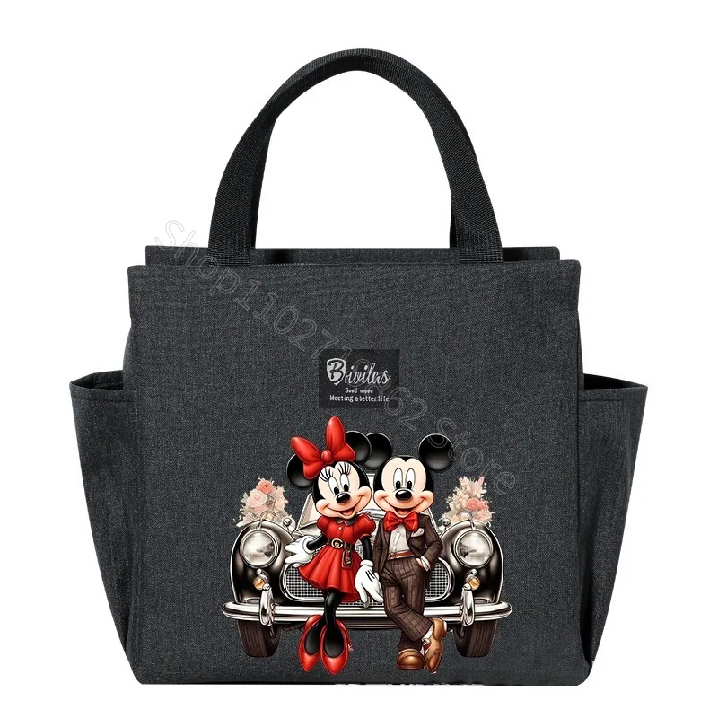 Minnie Mickey Mouse Lunch Box for Women Disney Cooler Bag Anime Cartoon Pattern Print Large Capacity Portable Thermal Bags Gifts