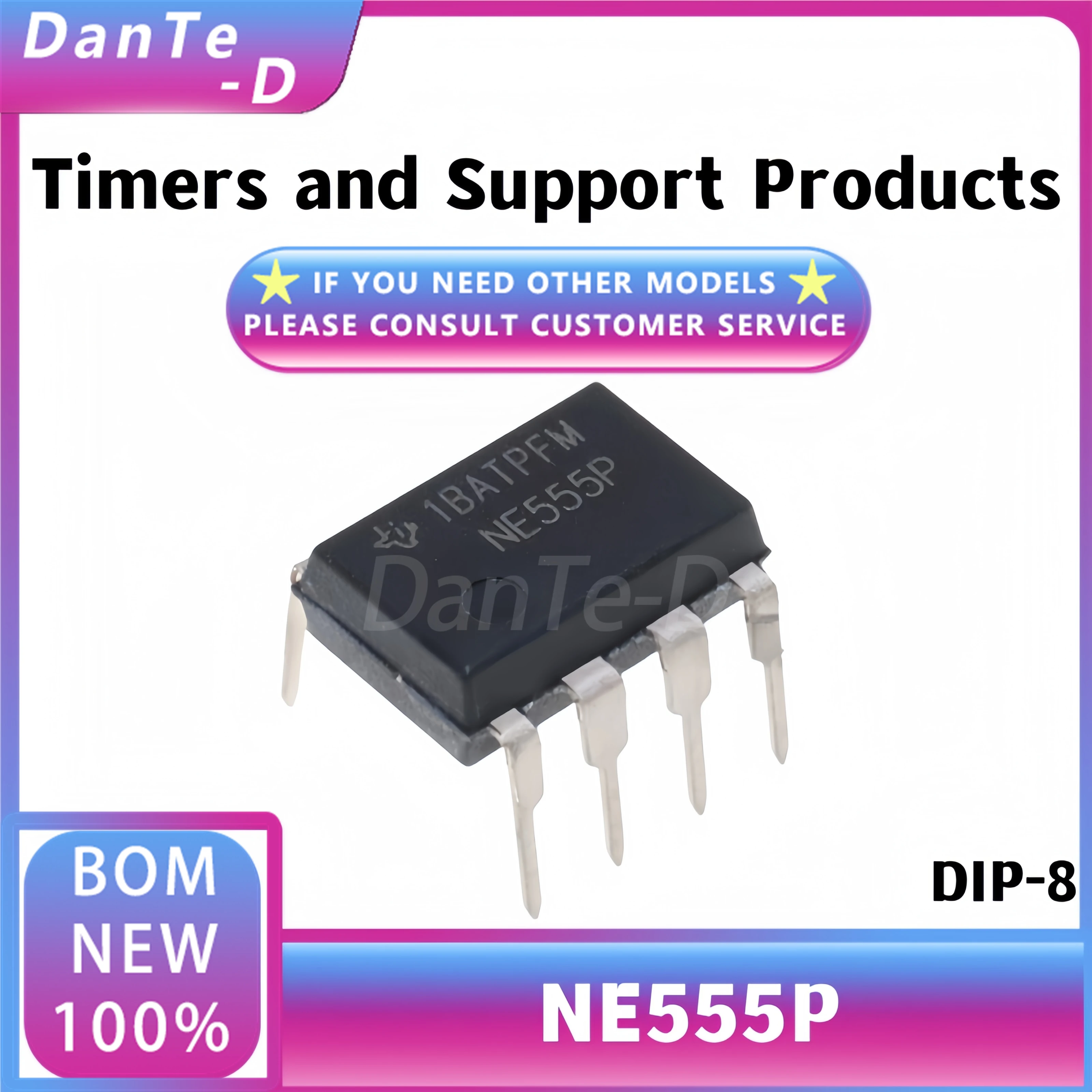 10PCS NE555P package DIP-8 single high-precision timer IC chip brand new original authentic