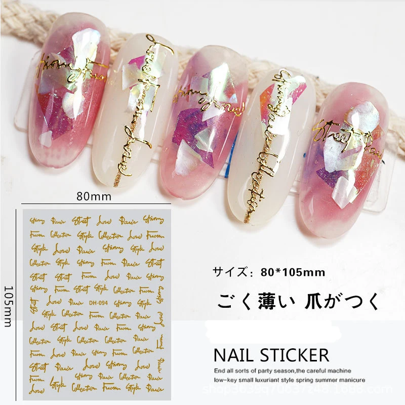 3d schwarz gold silber weiß buchstaben nachrichten nail art aufkleber klebende schieber nagel abziehbilder dekoration maniküre zubehör