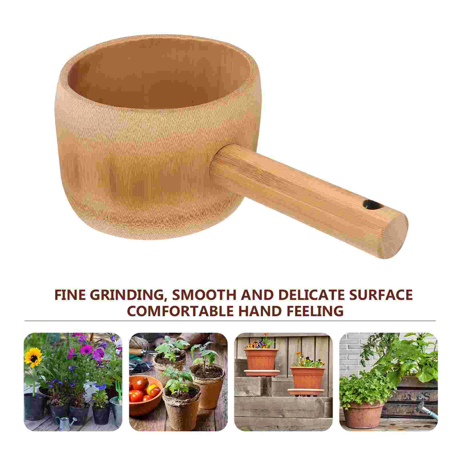 

Watering Ladle Garden Scoop Shampoo Light Brown Spoon Bamboo Smooth Surface