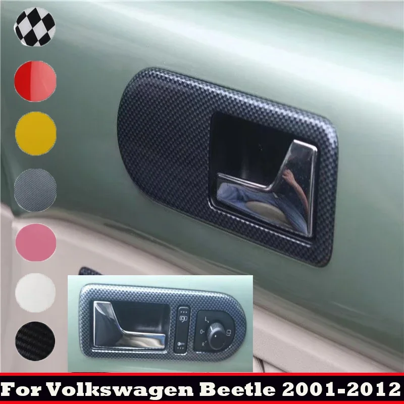 Für Volkswagen VW Beetle 2001-2012 ABS Rote Carbonfaser Innentürgriff-Schutzabdeckung Innenraum-Zubehör