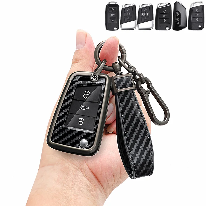 

Zinc Alloy + PU Leather Car Key Case For VW Volkswagen Golf 7 5 6 T5 Polo Passat B6 B5 Seat Leon Ibiza Ateca Skoda Octavia A5 A7