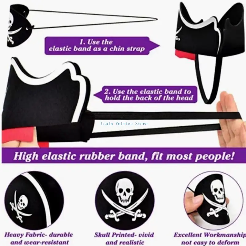 L5YB Cosplay Eyepatch Piratenkapitein Hoed Haarband Vrouwen Nieuwigheid Hoofddeksels Accessoires