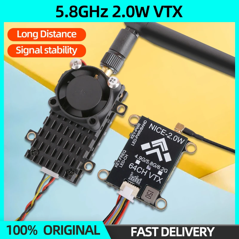 NEW 5.8Ghz 2W FPV VTX 2000MW Image Video Transmitter Transmission Module For FPV RC Fixed Wing Aircraft Long Range Drone