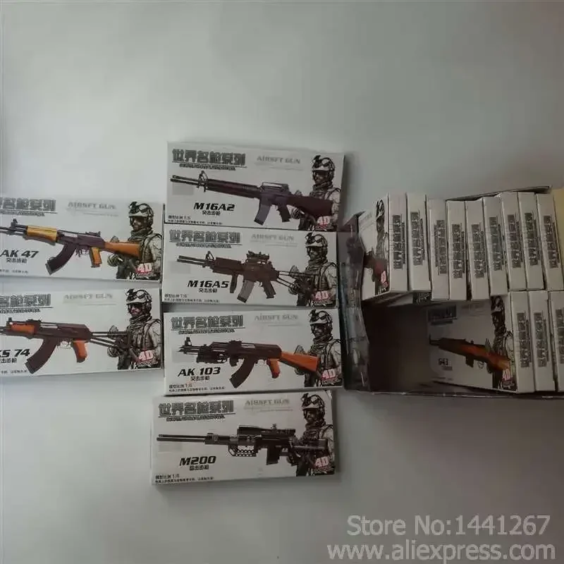 Pistolet 4D AK47 M16A1 SVT-40 en plastique, modèle à assembler, armes de soldats nostalgiques, lanceur de fusée pour figurine d'action 12 pouces, 18 pièces/ensemble 1/6