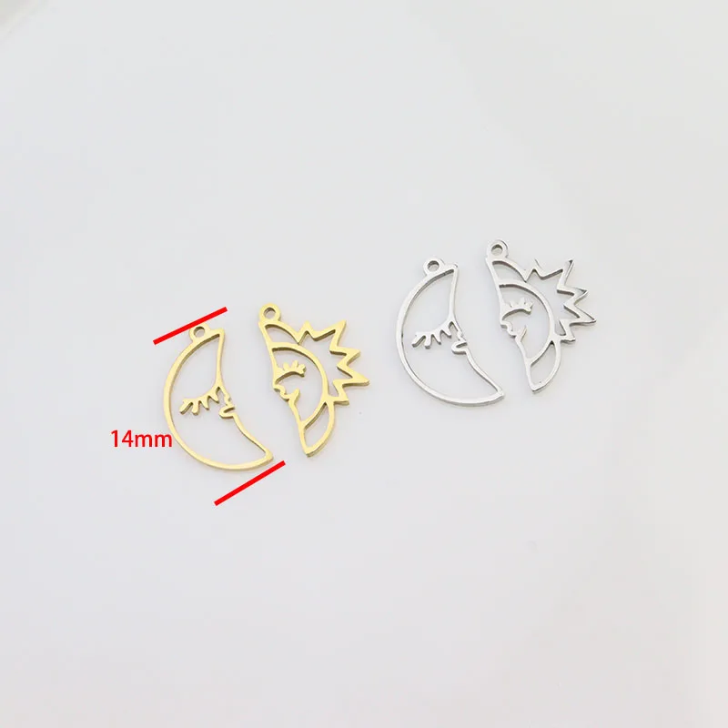 10pcs/5setsStainless Steel Moon Sun Friend Ship Lover Jewelry Charms Pendant DIY Handcraft  Vacuum Plate Waterproof Antiallergic
