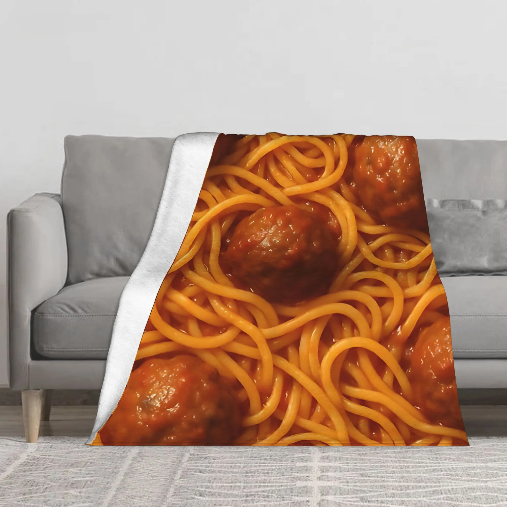 1PC Spaghetti & Meatballs All Over Print Blanket Throw Super Cosy Plush Living Room Sofa