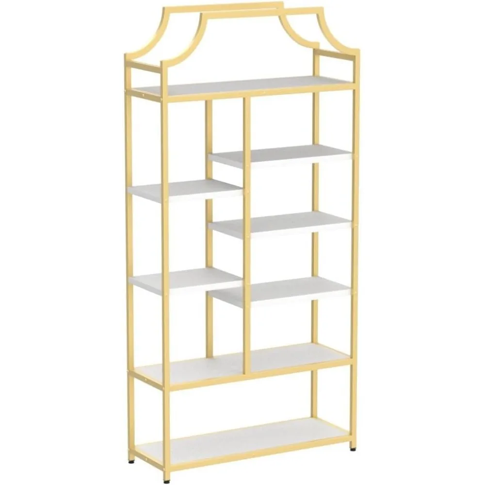 رف كتب ذو 8 أرفف مفتوحة، خزانة كتب Lux Etagere مقاس 70.87 بوصة ارتفاع × 31.5 بوصة، عرض تخزين طويل، حافظة كتب مفتوحة حديثة لغرفة النوم، Home O #5