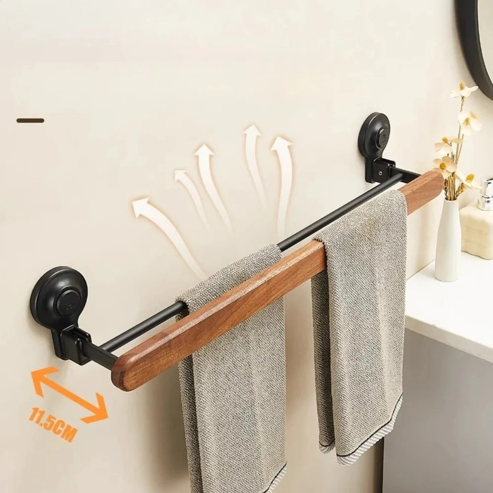 Suction cup walnut towel rack toilet non-punching bathroom towel slippers hanger wall hanging toilet
