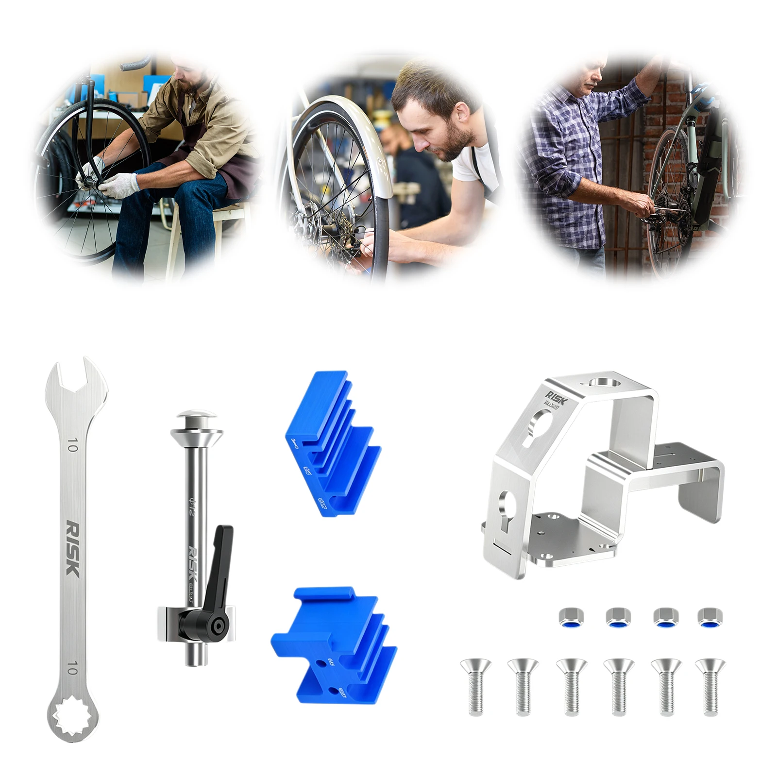 Aluminum Bike Fork Holder Stand for 5mm Quick Release 12 15 20mm Thru Axle Hub Wheel Repair Workbench Vise Mount