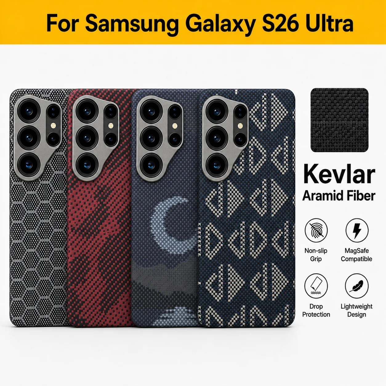 

For Samsung Galaxy S26 Ultra 100% Kevlar Aramid Carbon Fiber Case With Magsafe Luxury Cover Magnetic Ultra-Thin Phone Back Case