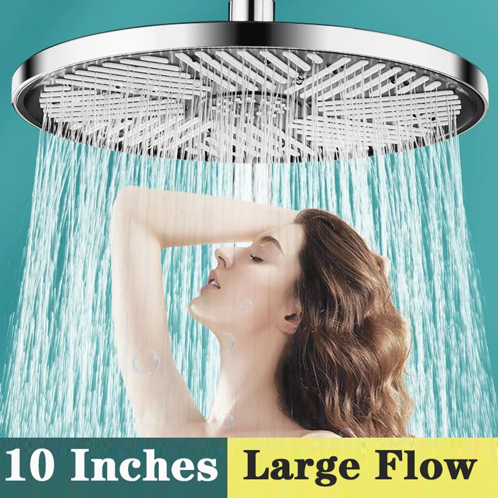 255mm Big Panel Large Flow Supercharge Ceiling Mounted Shower Head Silver 3 Modes High Pressure Massage Rainfall Bathroom Shower