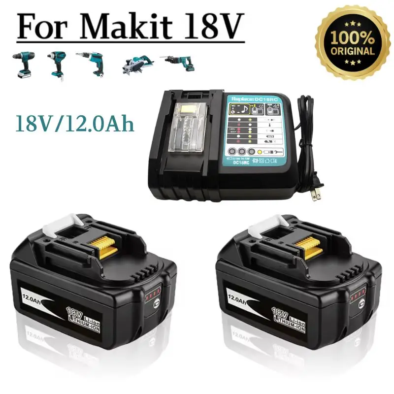 

for Makita18V Battery 12000mAh Rechargeable Power Tools Battery 18V makita with LED Li-ion Replacement LXT BL1860B BL1860 BL1850