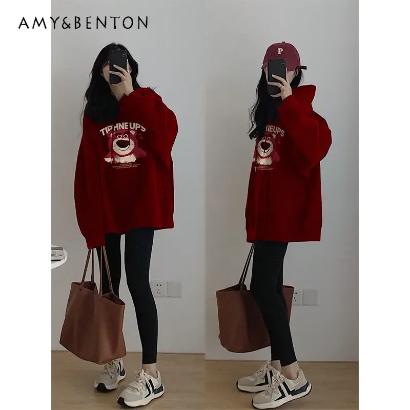  New Top-Selling Product Fashion Sweatshirt Tops Women's Spring Autumn Winter Wine Red Pullover Hoodir Coat for Ladies