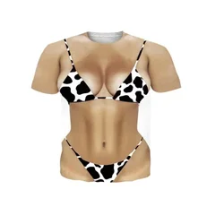 Summer Fashion New Men's Printed Fun Sexy T-shirt Men's And Women's Round Neck Plus Size Casual Comfortable Short Sleeved Top