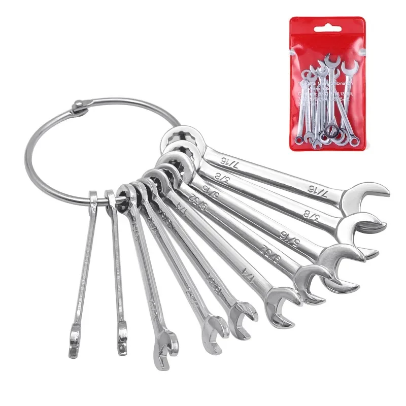 QYQRQF 10pcs Mini Spanner Wrenches Set Key Ring Spanner Explosion-proof Pocket British/Metric Type Wrenches