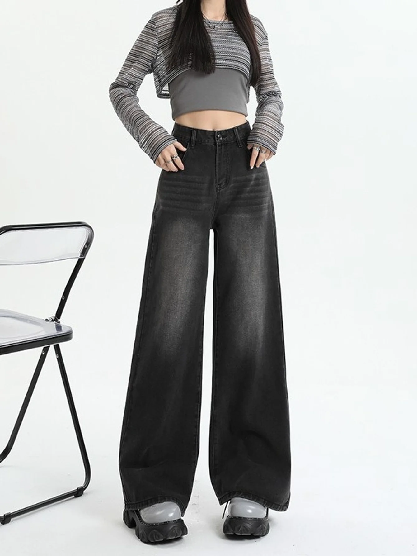 Y2K Black Baggy Jeans Drip Unisex For Man Original No accessories or belts included