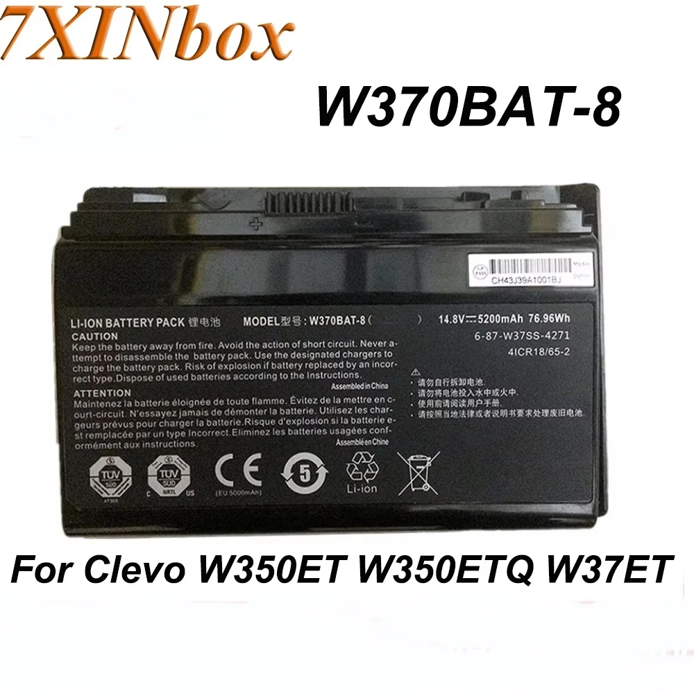 7XINbox W370BAT-8 Laptop Battery 14.8V For Clevo W350ET W350ETQ W37ET Sager NP6350 NP6370 Schenker Xmg A522 A722 6-87-W370S-4271