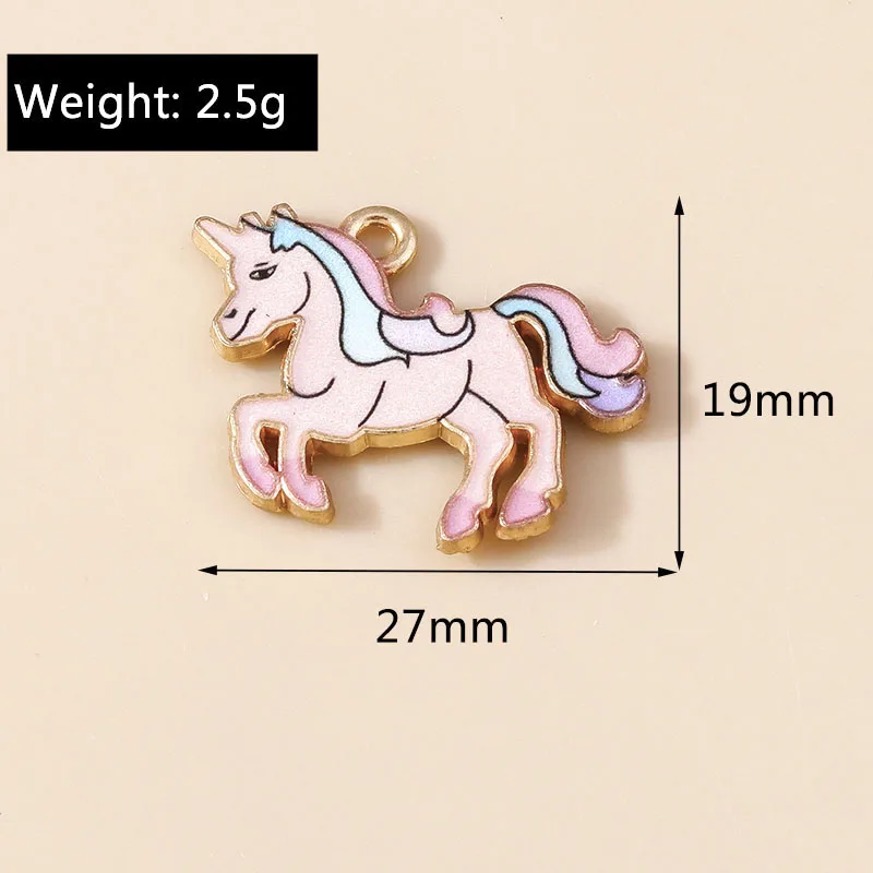 Leslie 10 Stück niedliche Emaille-Cartoon-Einhorn-Charms-Anhänger für DIY-Schmuckherstellung, handgefertigte Bastelarbeiten, Ohrringe, Halsketten, Zubehör – Detail 19