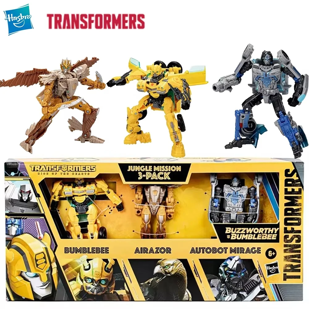 

In-Stock Hasbro Transformers: Rise of The Beasts Jungle Mission 3-Pack (Bumblebee, Airazor, and Mirage) Action Figure Model Toys