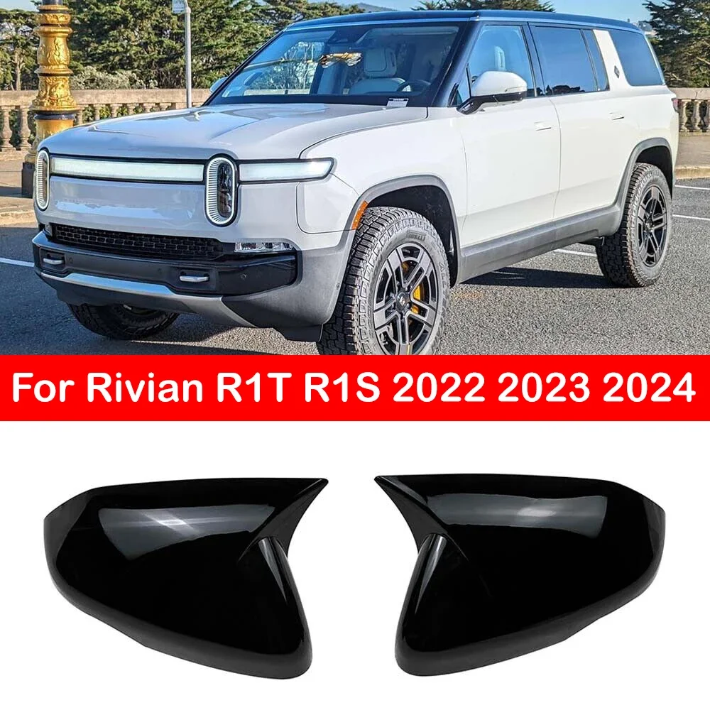 

For Rivian R1T R1S 2022 2023 2024 Car Sticker Rearview Side Mirror Cover Wing Cap Exterior Door Rear View Case Trim Carbon Fiber