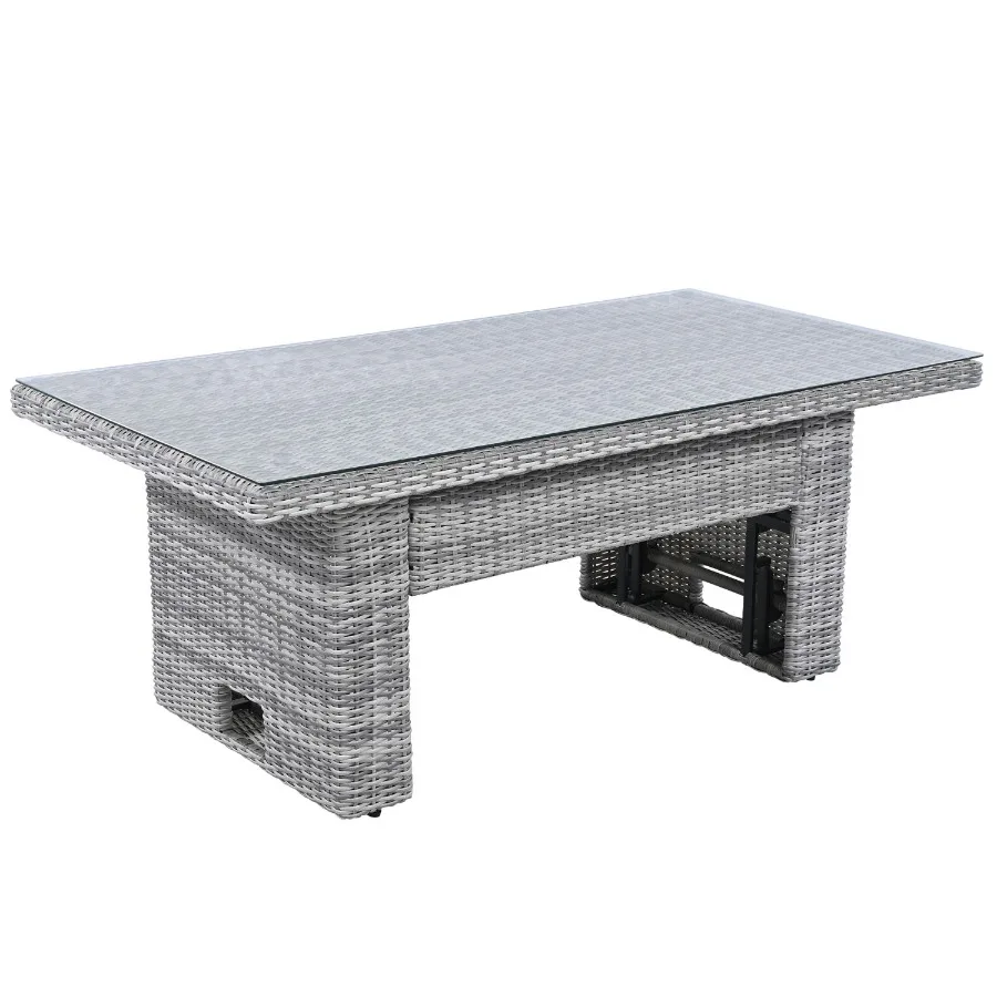 

Outdoor Furniture Set Patio Rattan Furniture Set with an Adjustable Table Recliners with Extendable Side Tables and Two mans Fo