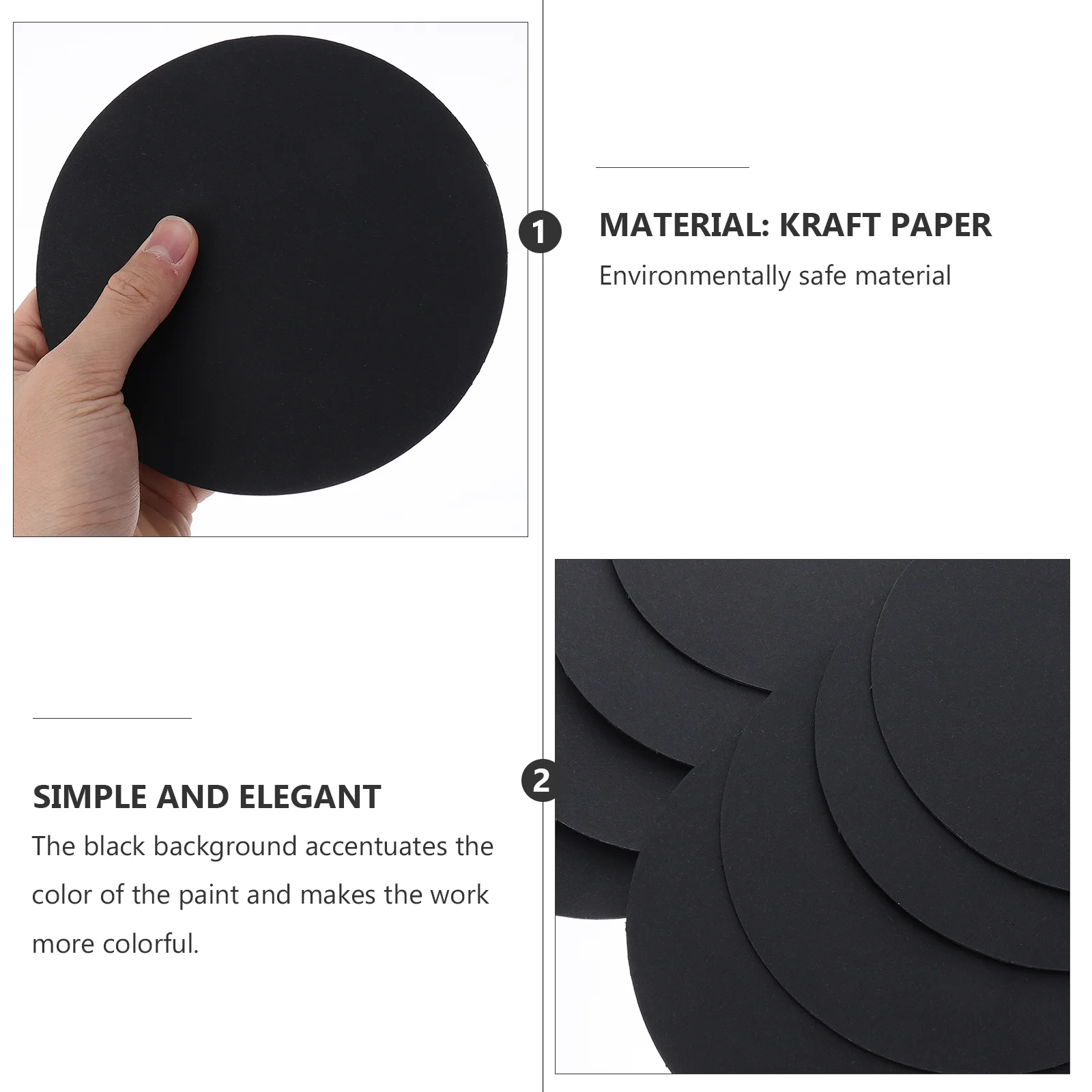 8 Pcs Mandala Drawing Board Round Cardboard Kraft Paper Painting Crafts Black Paperboard Dotting