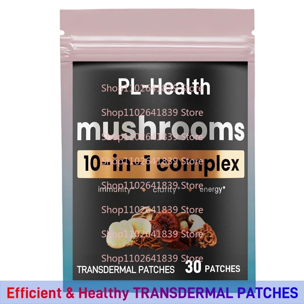 30 Patches Mushroom Complex Transdermal Patches Reishi, Chaga, Turkey Tail, Cordyceps, Maitake for Memory Immune Support