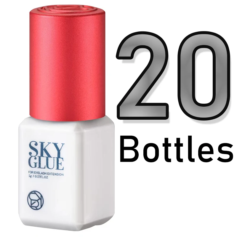 20 Bottiglie SKY S + Colla Estensione Ciglia 5ml Originale Nero Rosso Cap False Lash Colla Adesivo Forniture Strumento di Trucco Colas Forniture