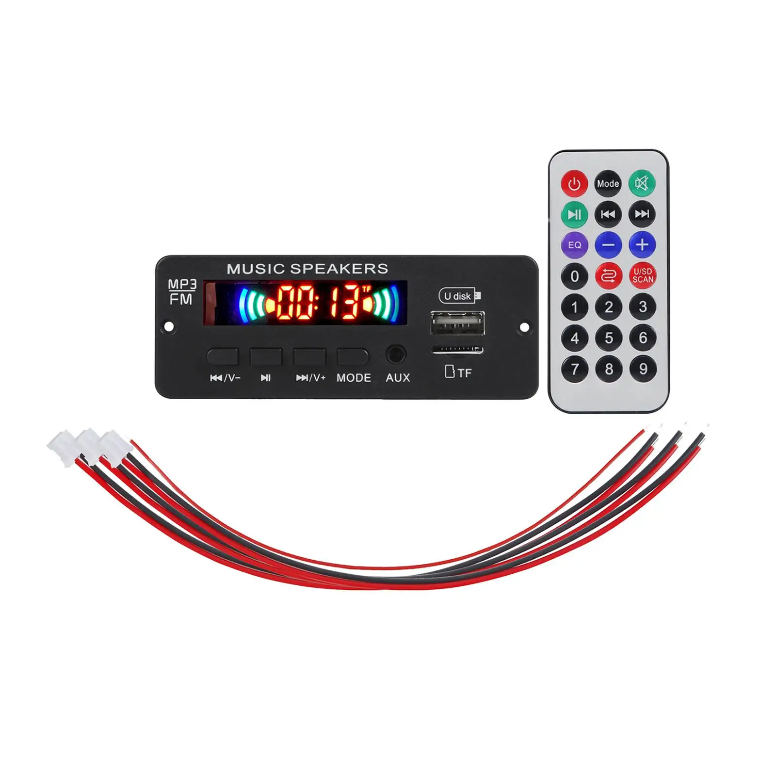 6-12v Amplifier Bluetooth V5.0 MP3 Decoder Board Color Screen Car MP3 Player USB